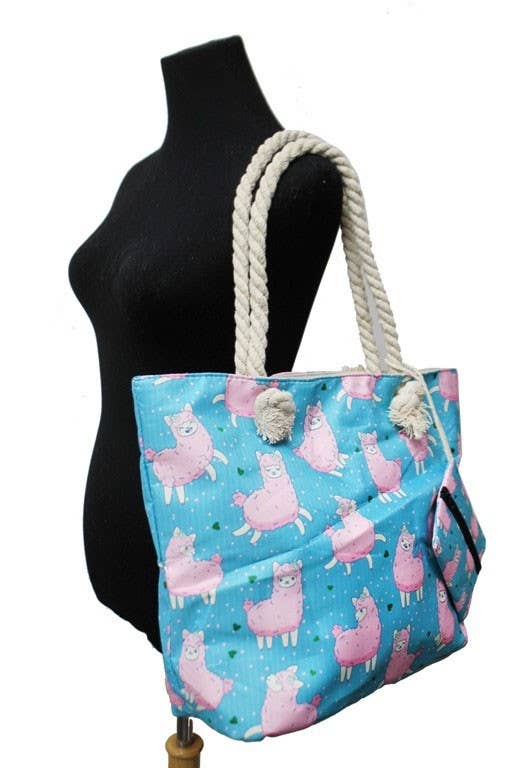 Llama And Cactus Tote Bag