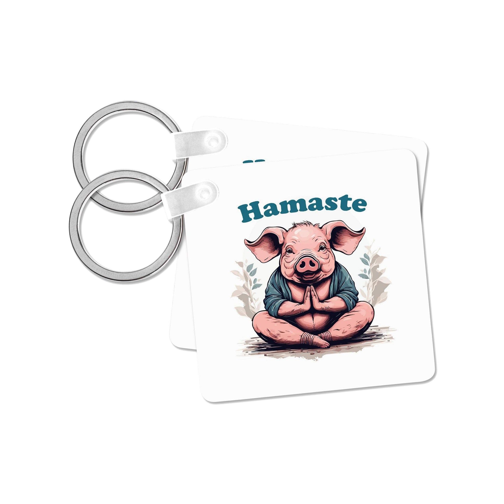 Pig Yoga. Namaste. Hamaste. National Pig Day Humor, Keychain