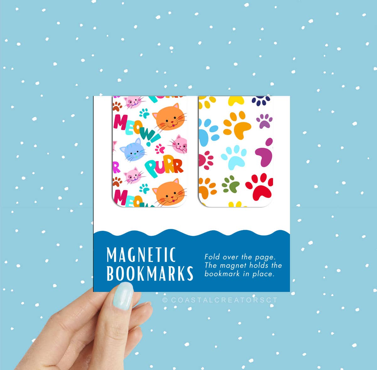2-Pack Cat Paws Purr Meow Magnetic Bookmarks (Packaged)