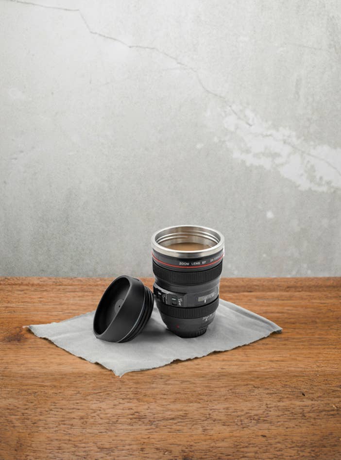 Camera Lens Mug with Stainless Steel Liner (Black)