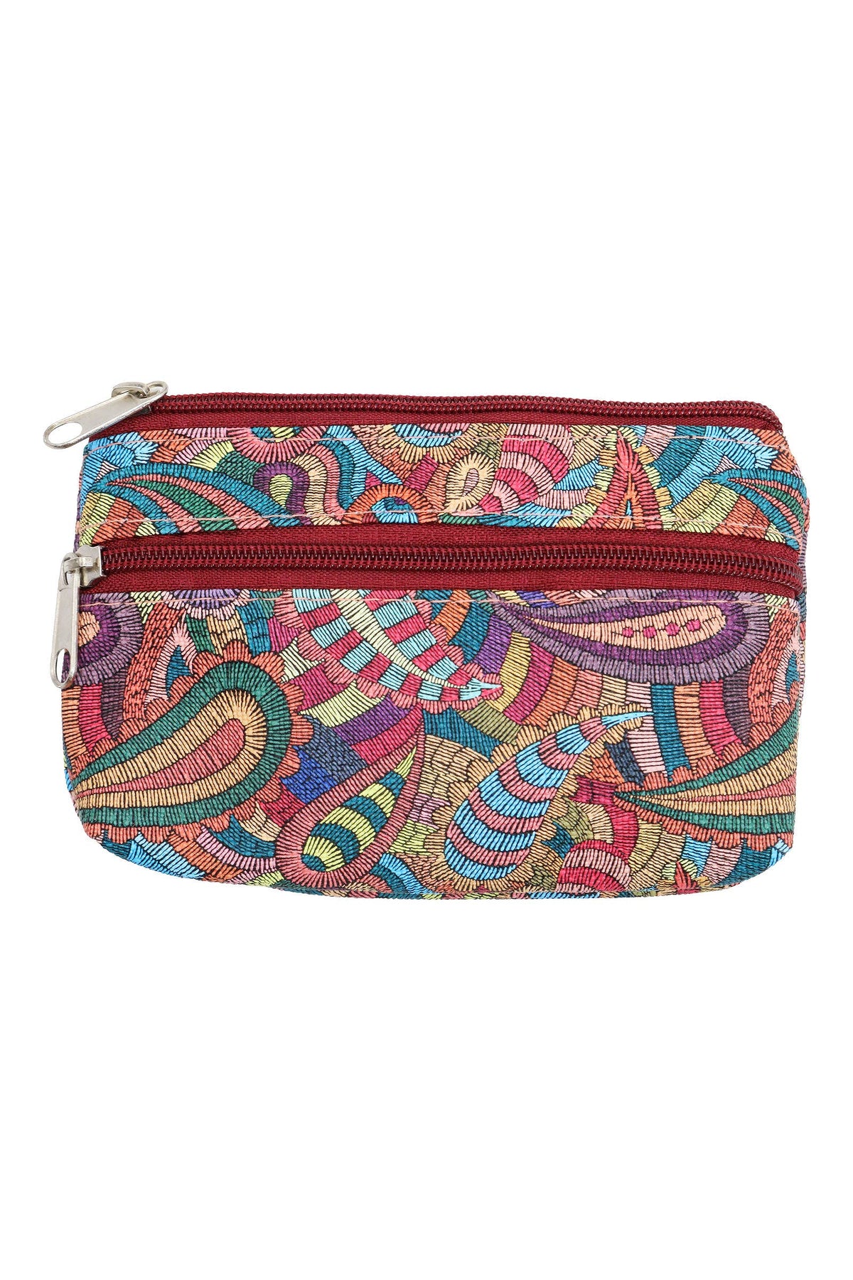 Boho Paisley Double Compartment Zippered Coin Pouch