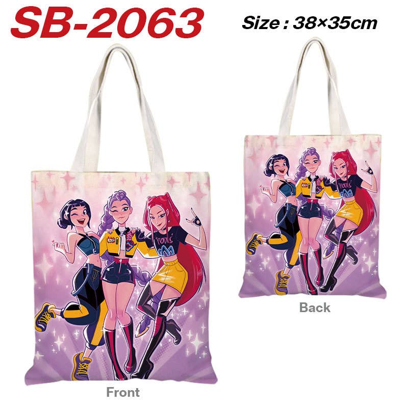 Kpop Demon Hunters full printing canvas shoulder tote bag