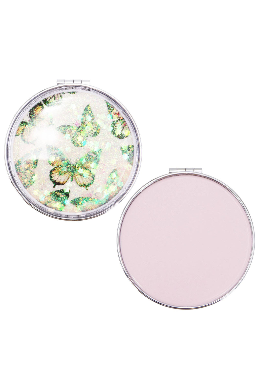 Butterfly Liquid Glitter Circular Compact Mirror
