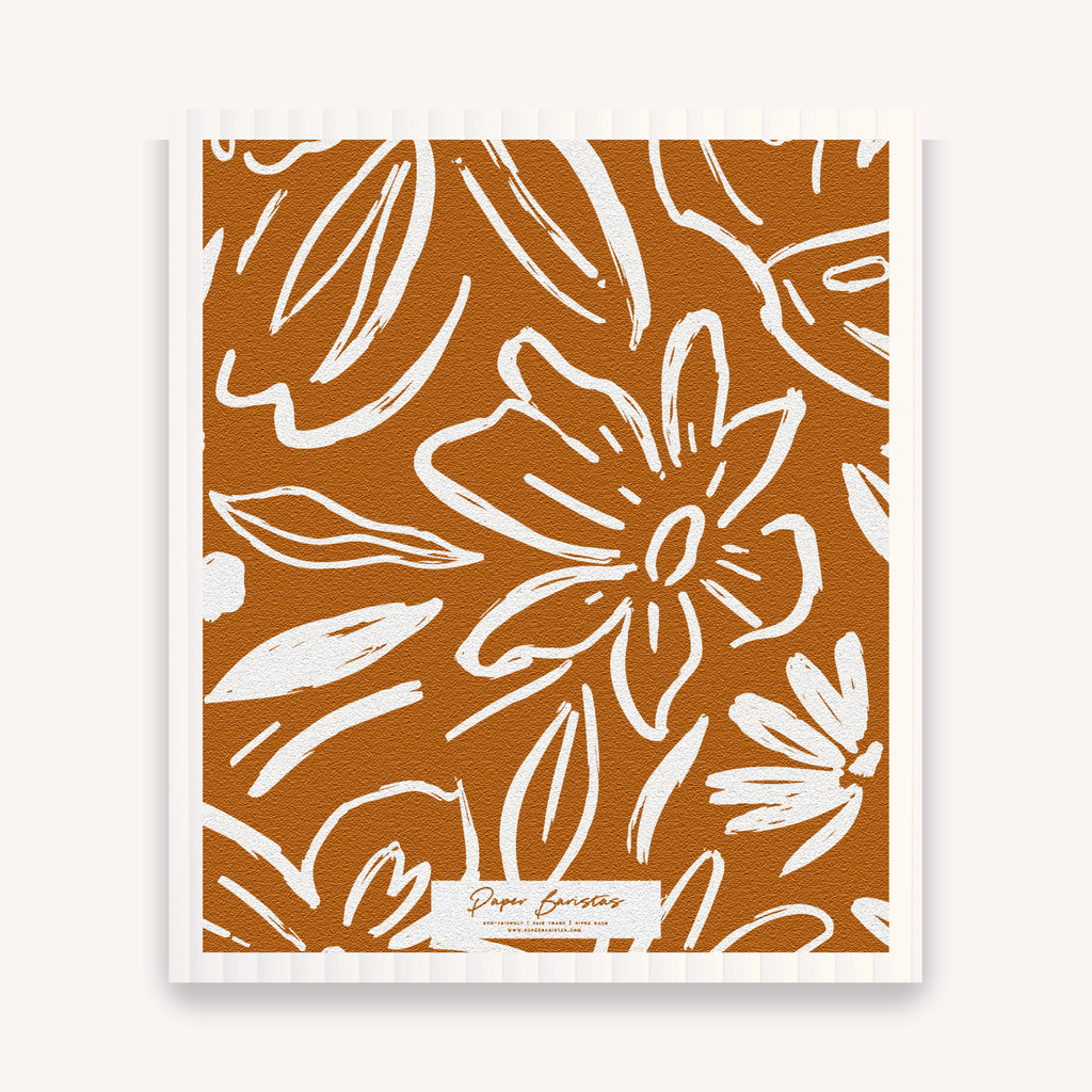 Set of 3 Swedish Dishcloth: Earthy Florals Combo