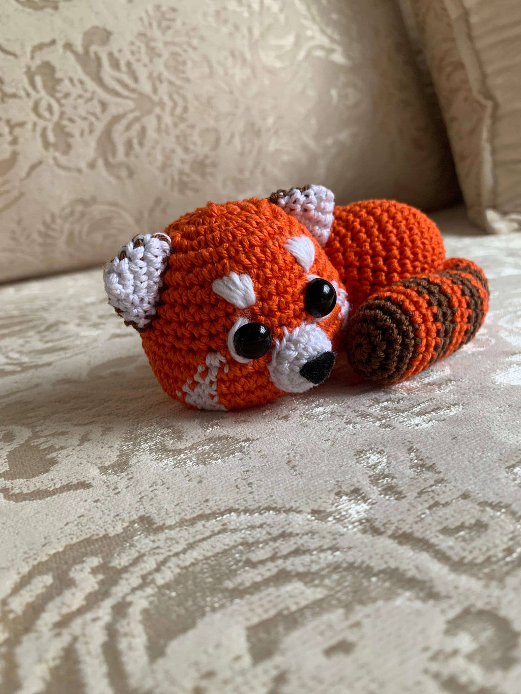 Crochet Sleeping Red Panda, Funny Panda Decoration