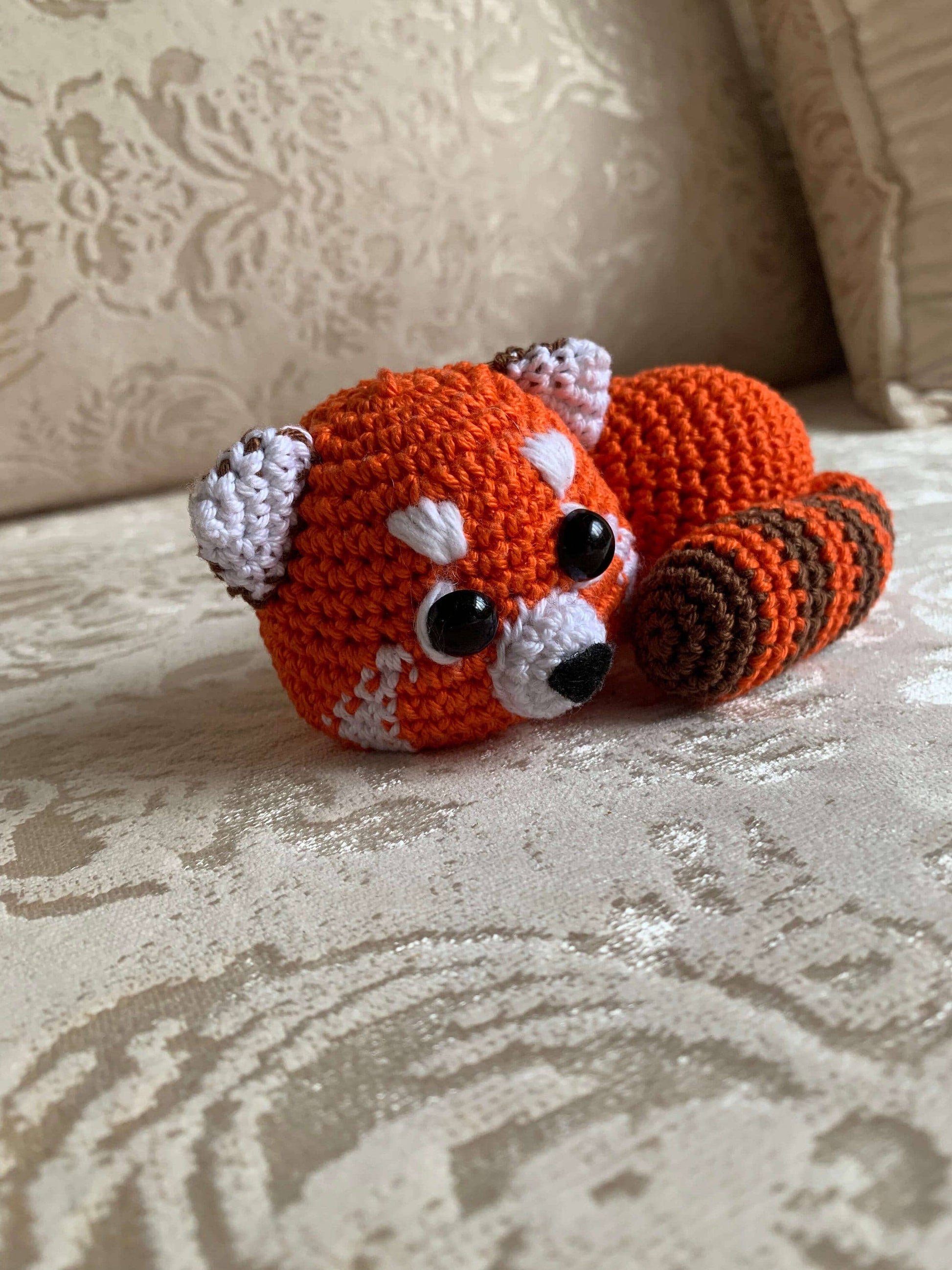 Crochet Sleeping Red Panda, Funny Panda Decoration