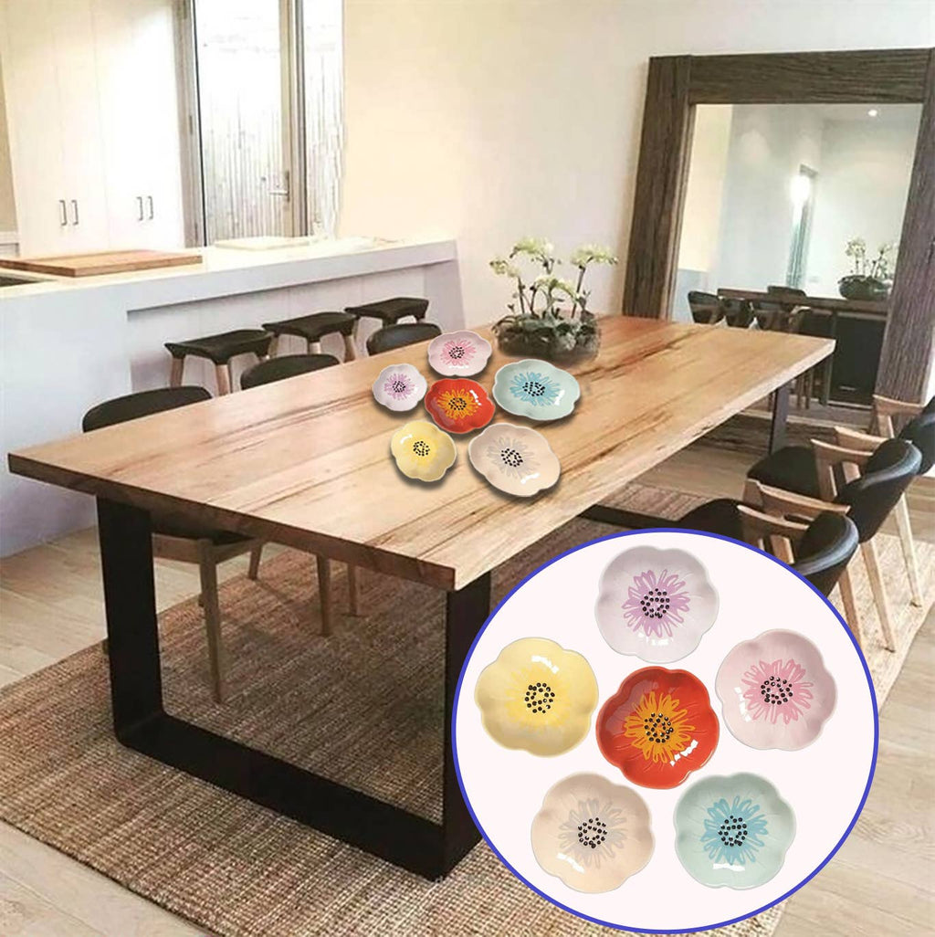 Floral Appetizer Dish Set - Hand Painted Set of 6