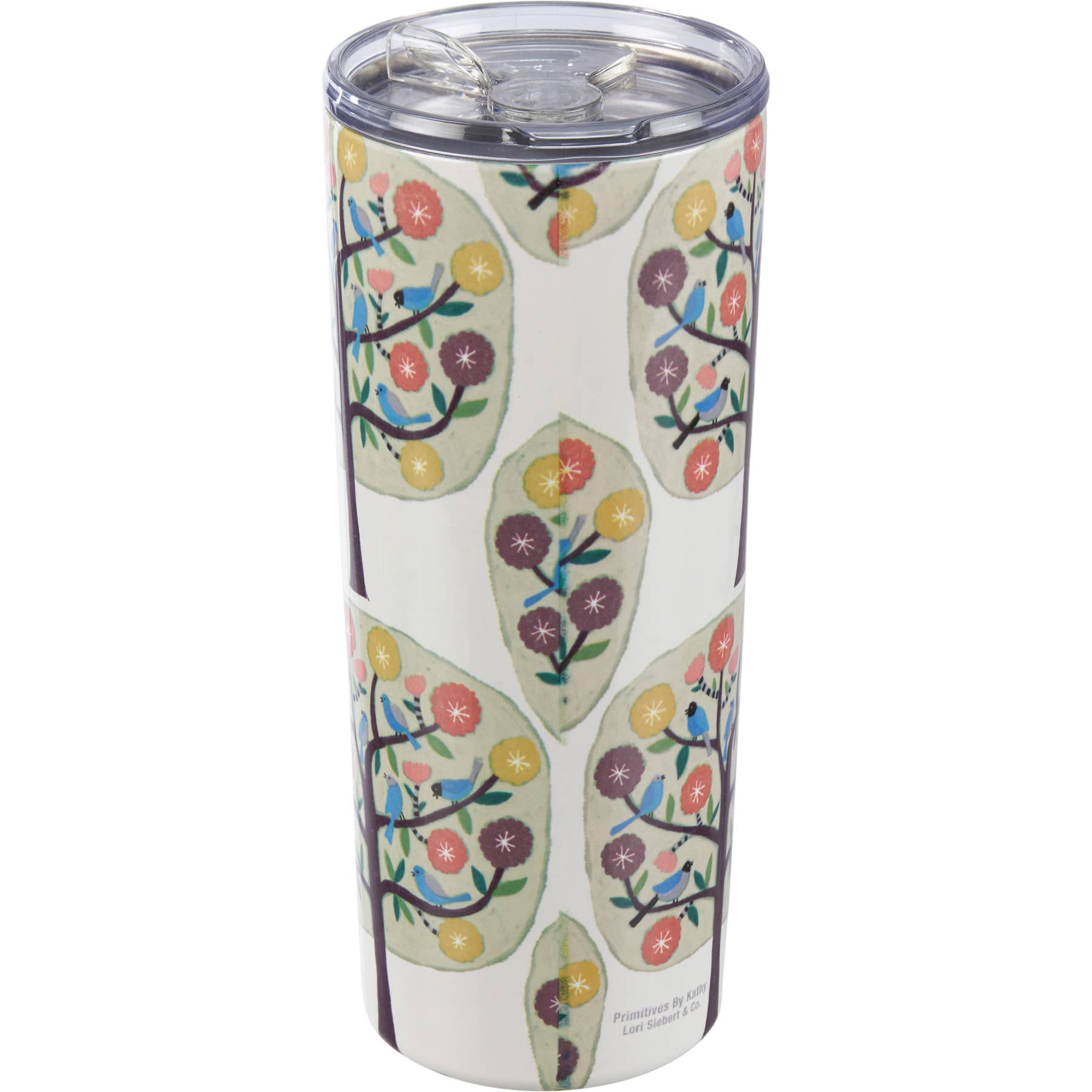 Cream Floral Trees Coffee Tumbler