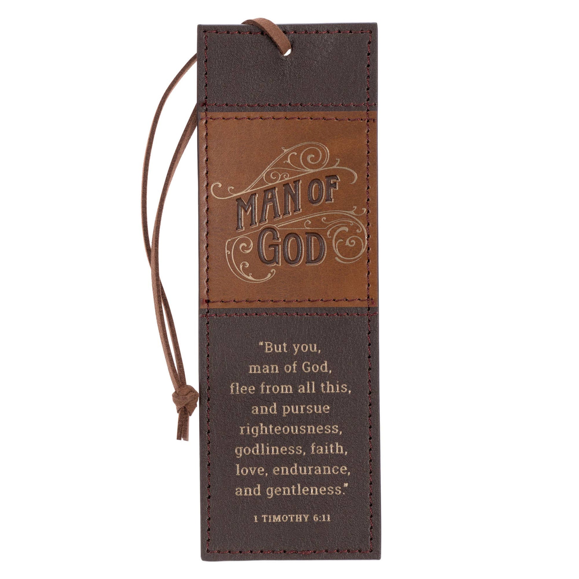 Bookmark Faux Leather Man of God 1 Tim. 6:11