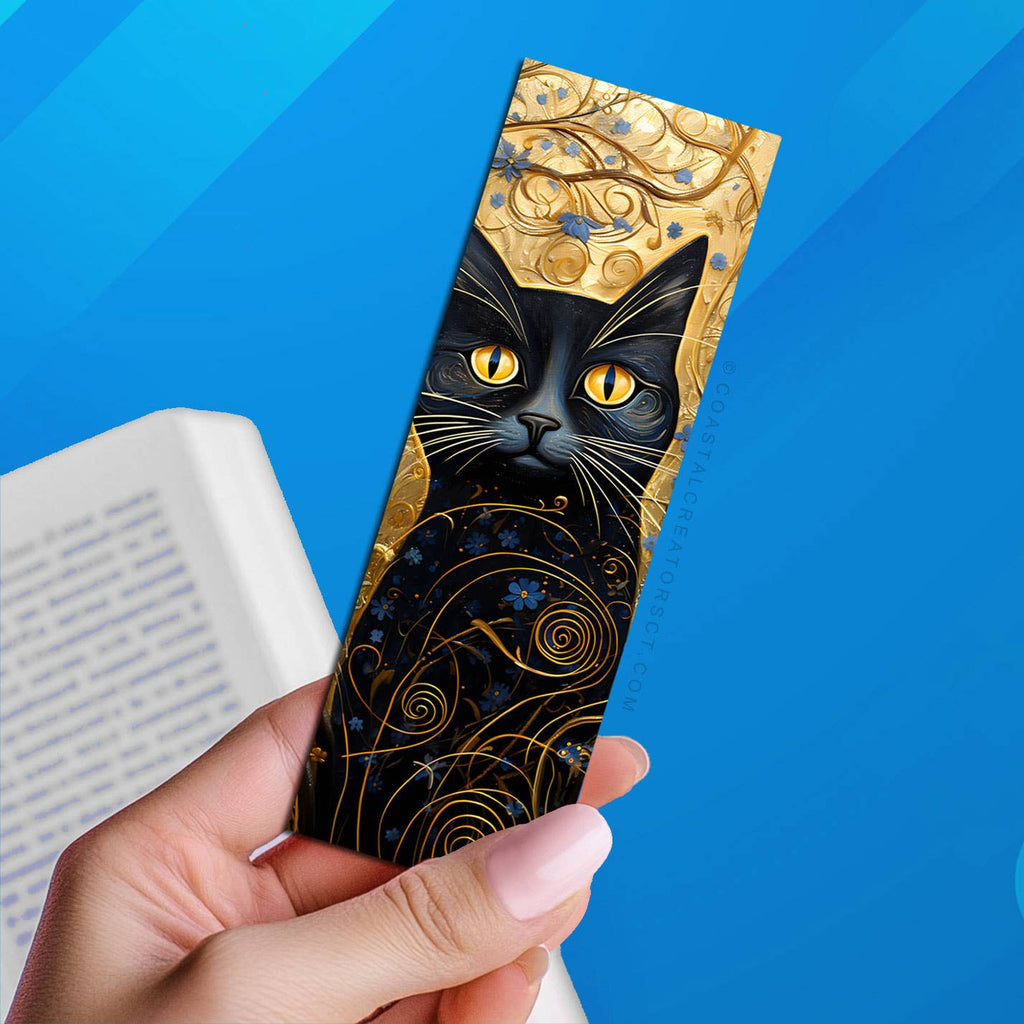Mystical Black Cat 2"x6" Glossy Laminated Bookmark