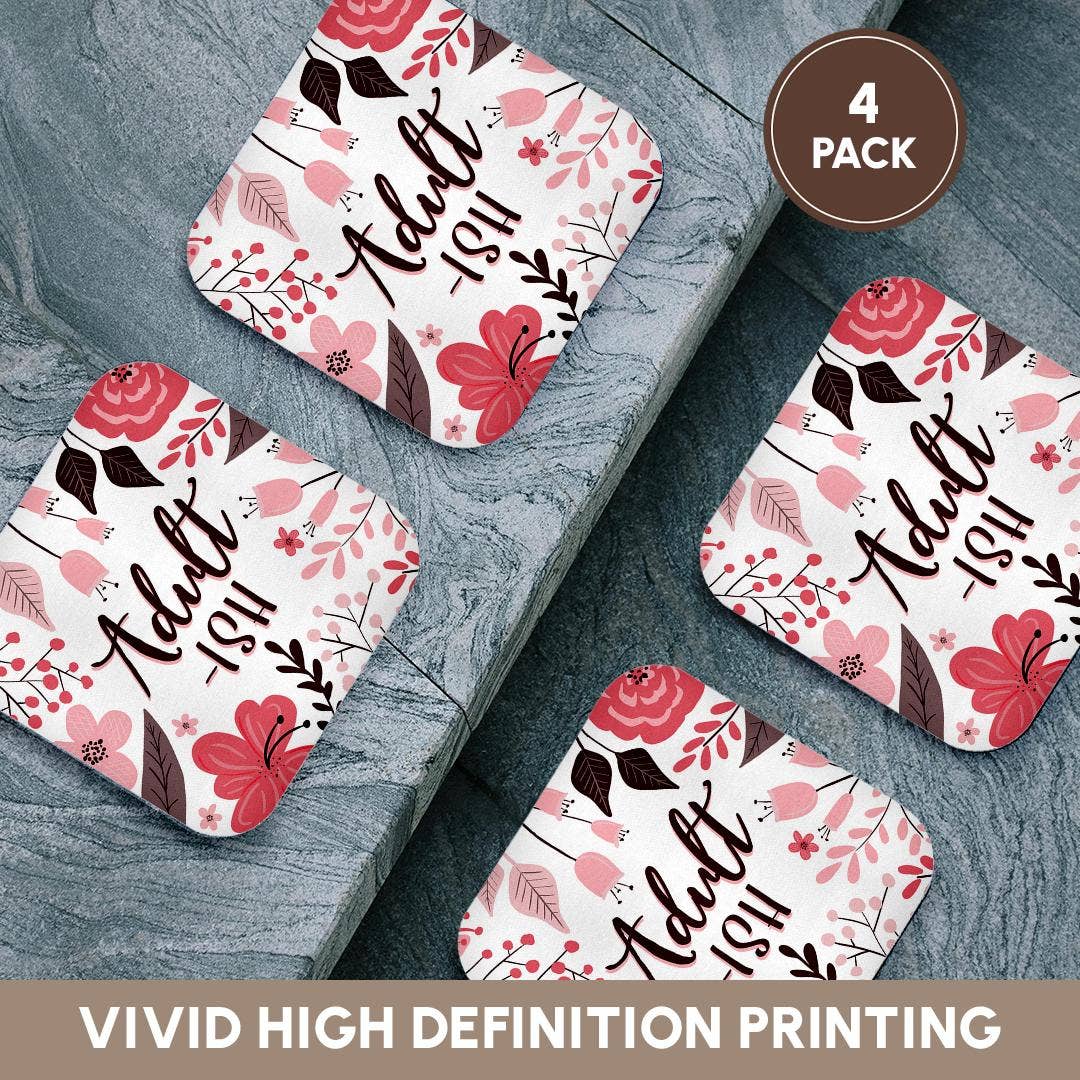 Adultish - Pretty Pink Floral, Soft Coaster