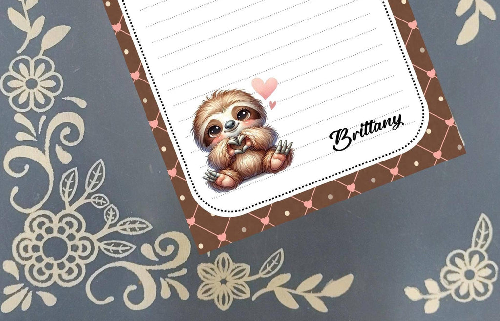 Notepad Sloth Valentine's Day Heart Stationery