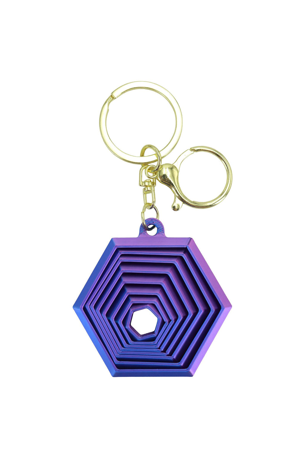 Colorful Hexagon Fractal Layered Fidget Key Chain