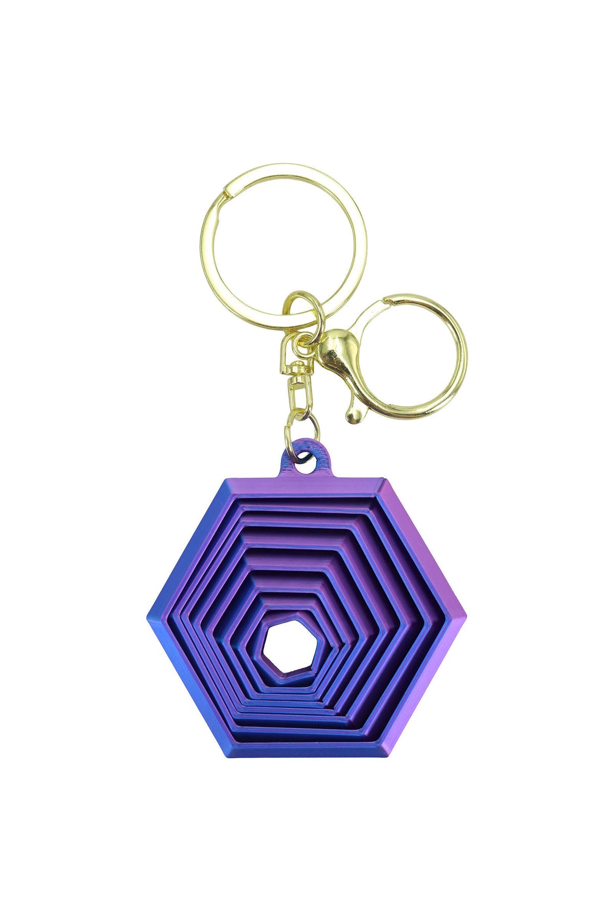 Colorful Hexagon Fractal Layered Fidget Key Chain