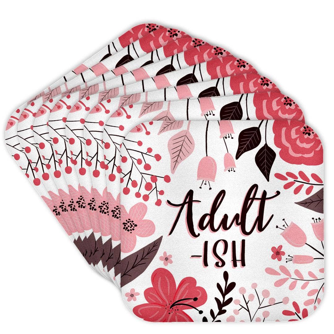 Adultish - Pretty Pink Floral, Soft Coaster