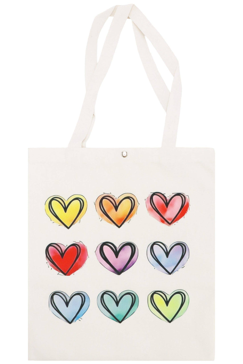 Variety Heart Snap Button Tall Canvas Tote Bag