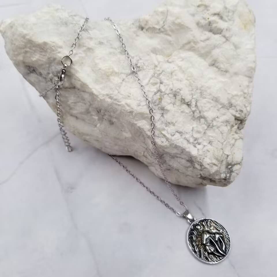 Mystic Goth Moon Mushroom Necklace