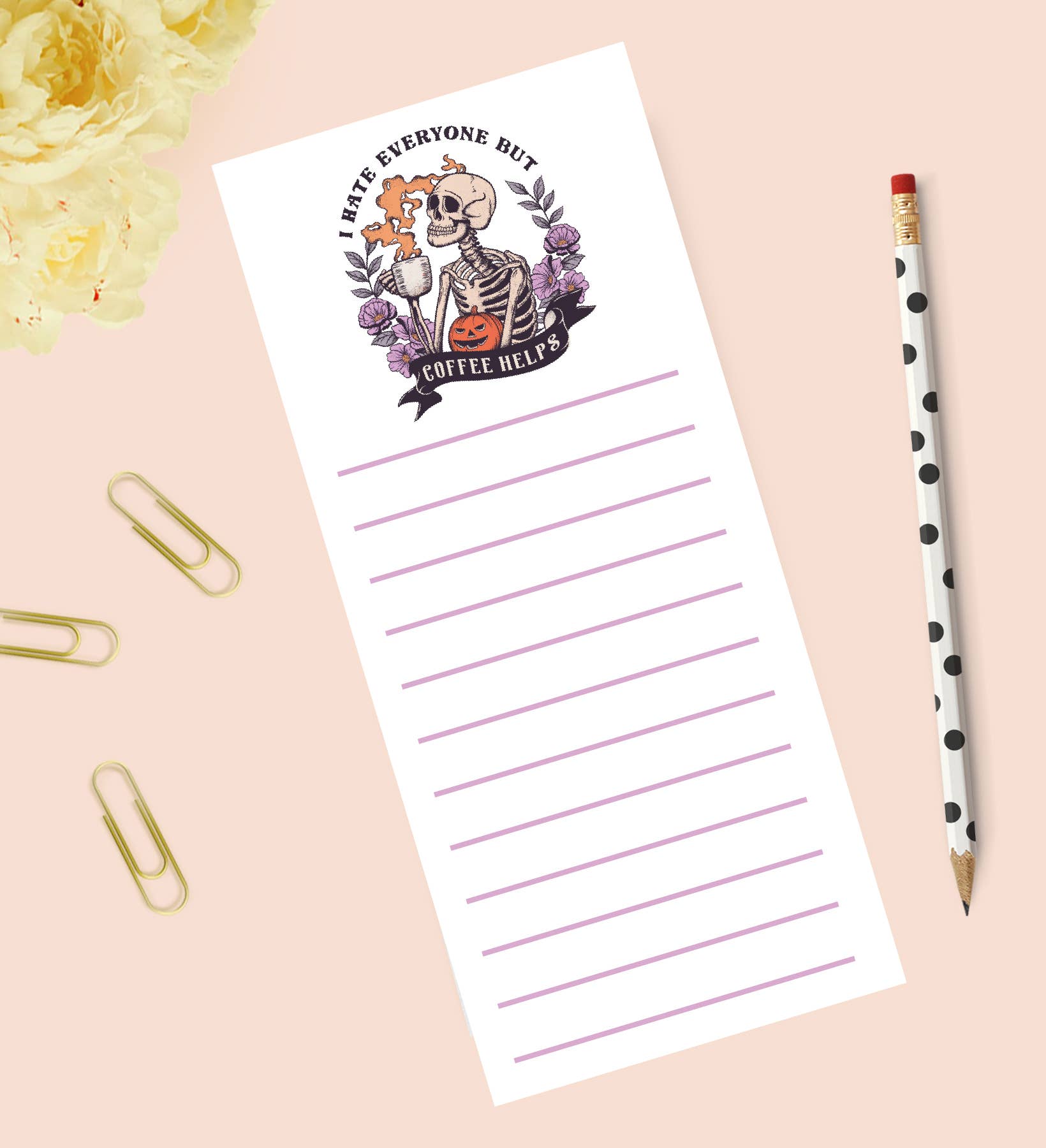 Hate everyone but coffee helps Halloween style notepad