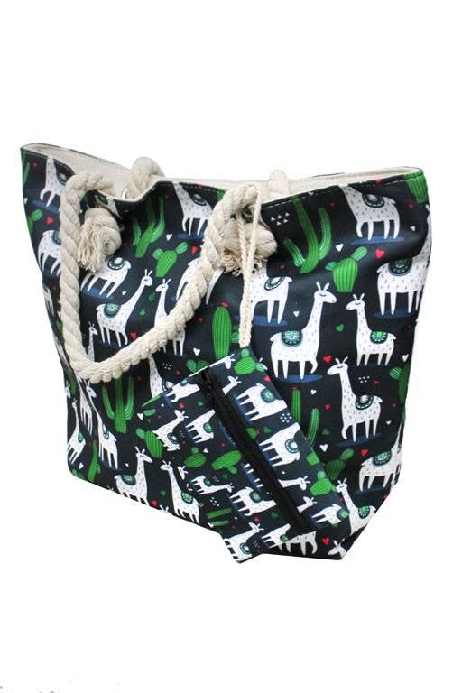 Llama And Cactus Tote Bag