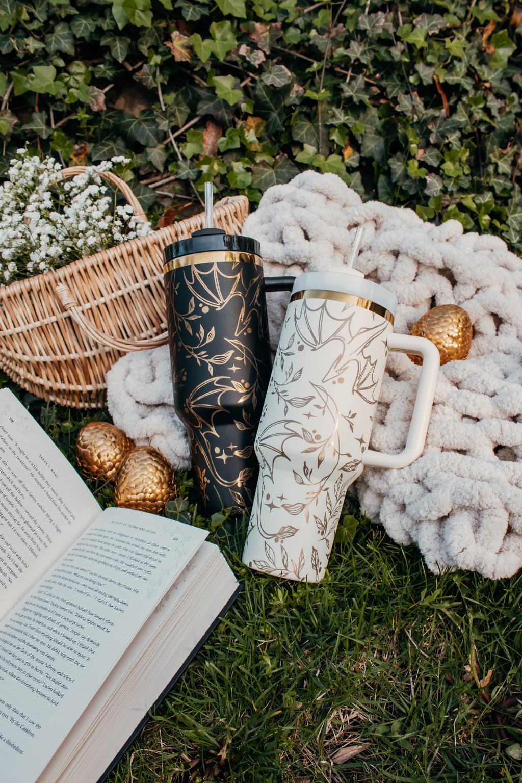 Engraved Gold Dragons Bookish 40oz Tumbler