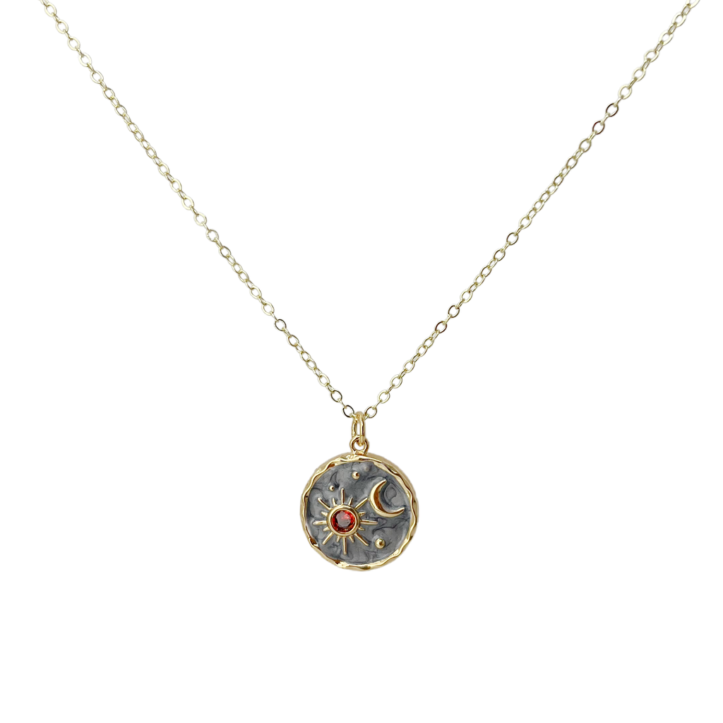 Sun and moon friendship coin necklace