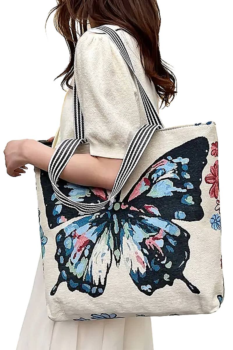 Butterfly Wonderland Tapestry Canvas Tote