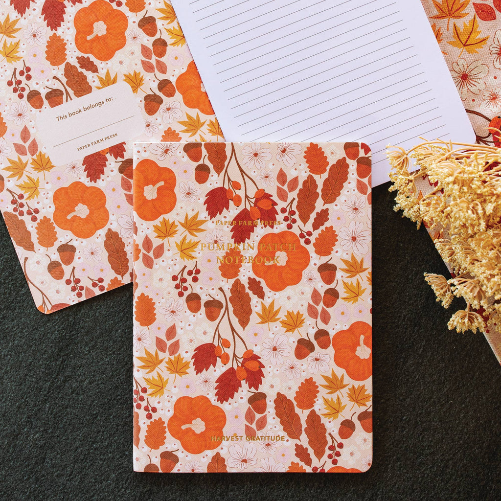 Harvest Gratitude Pumpkin Patch Stitched Notebook