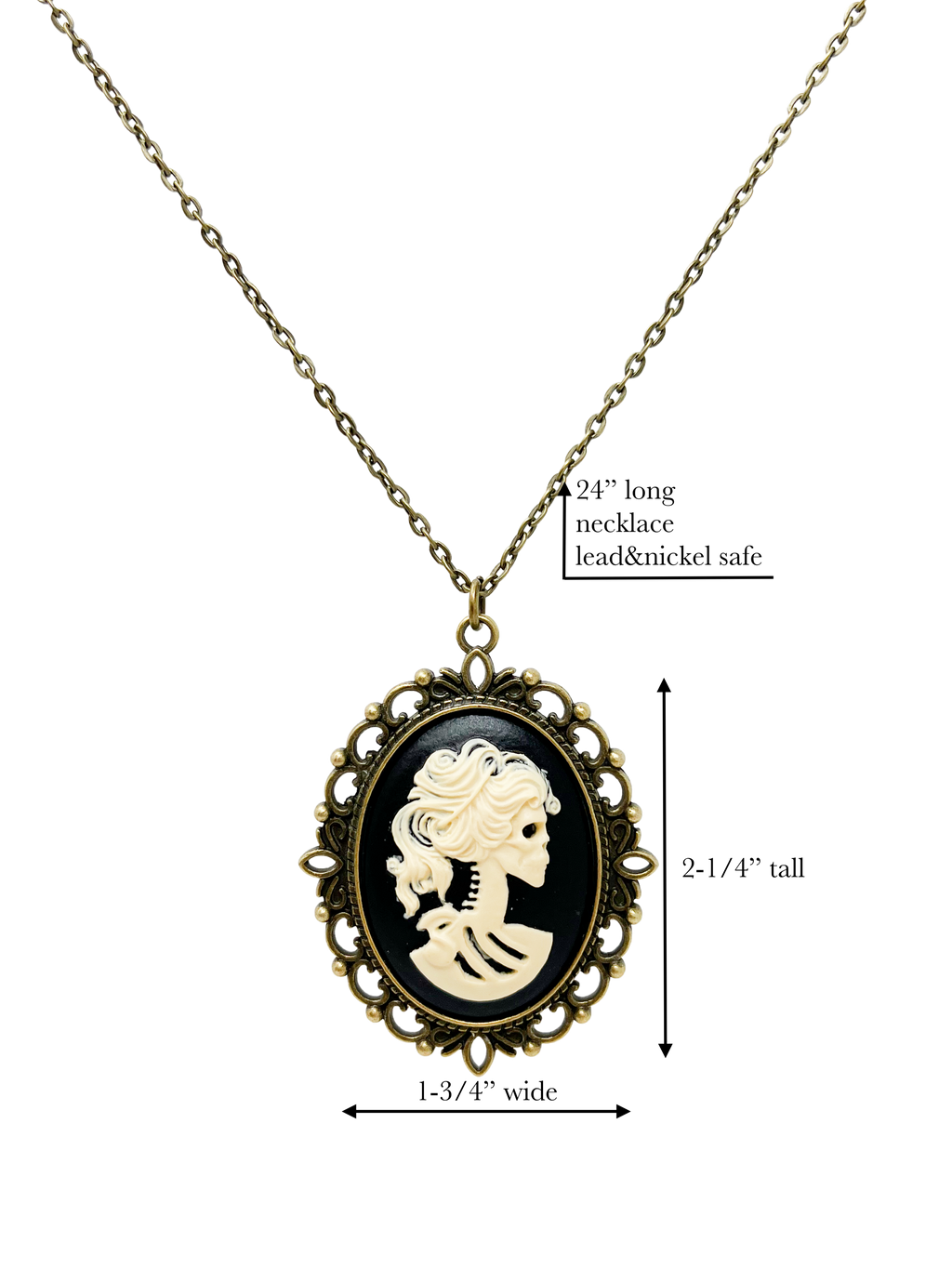 Victorian lady skeleton necklace