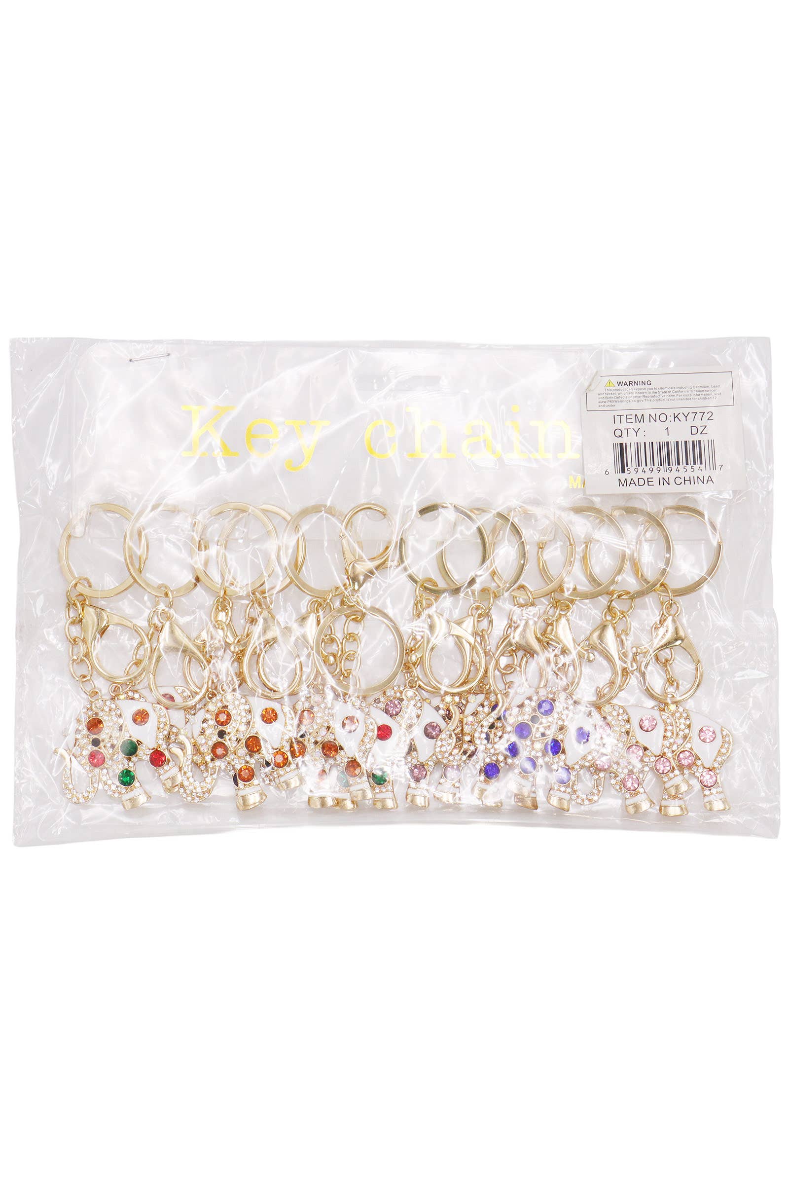 Lucky Ethnic Elephant Rhinestone Key Chain