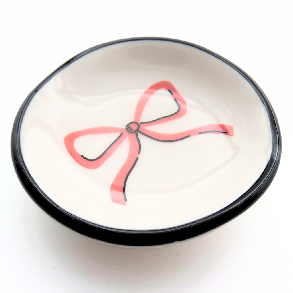 Ring Dish Salmon Pink Bow