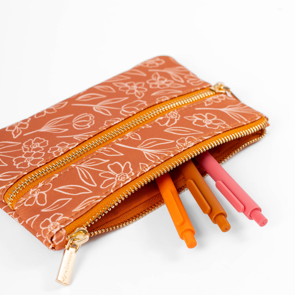 Terracotta Floral Pencil Pouch | Fall & Halloween