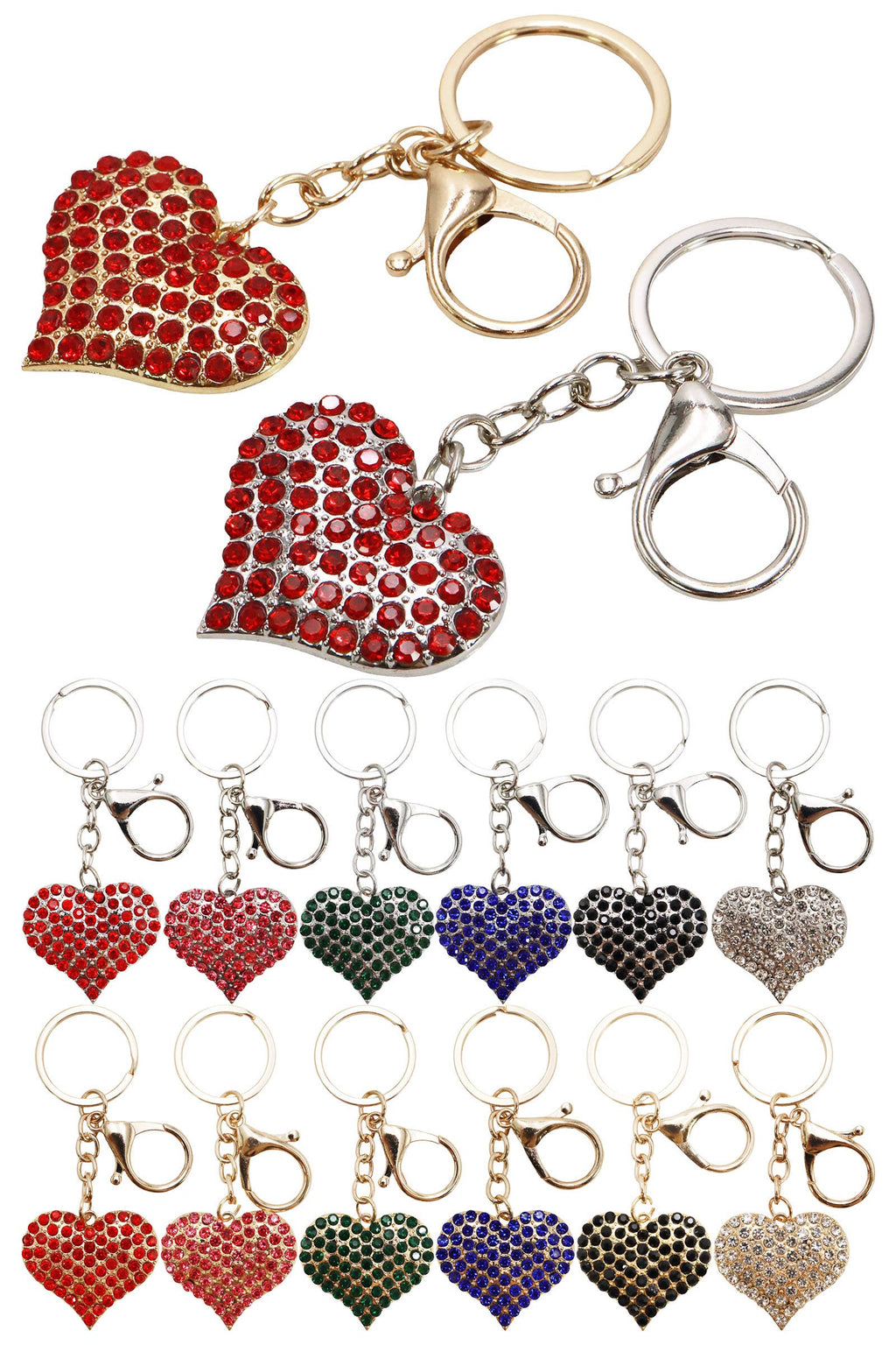 Chunky Mini Heart Rhinestone Keychain