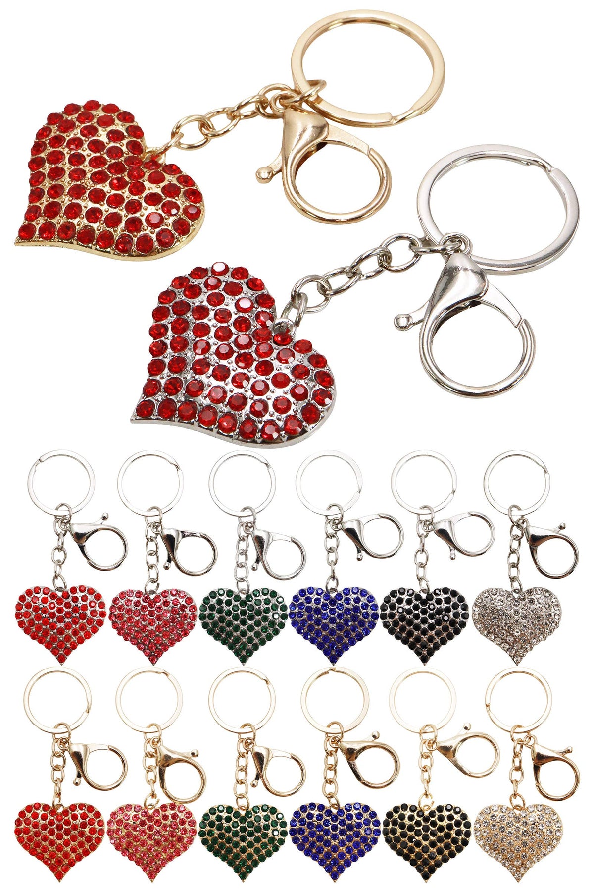 Chunky Mini Heart Rhinestone Keychain