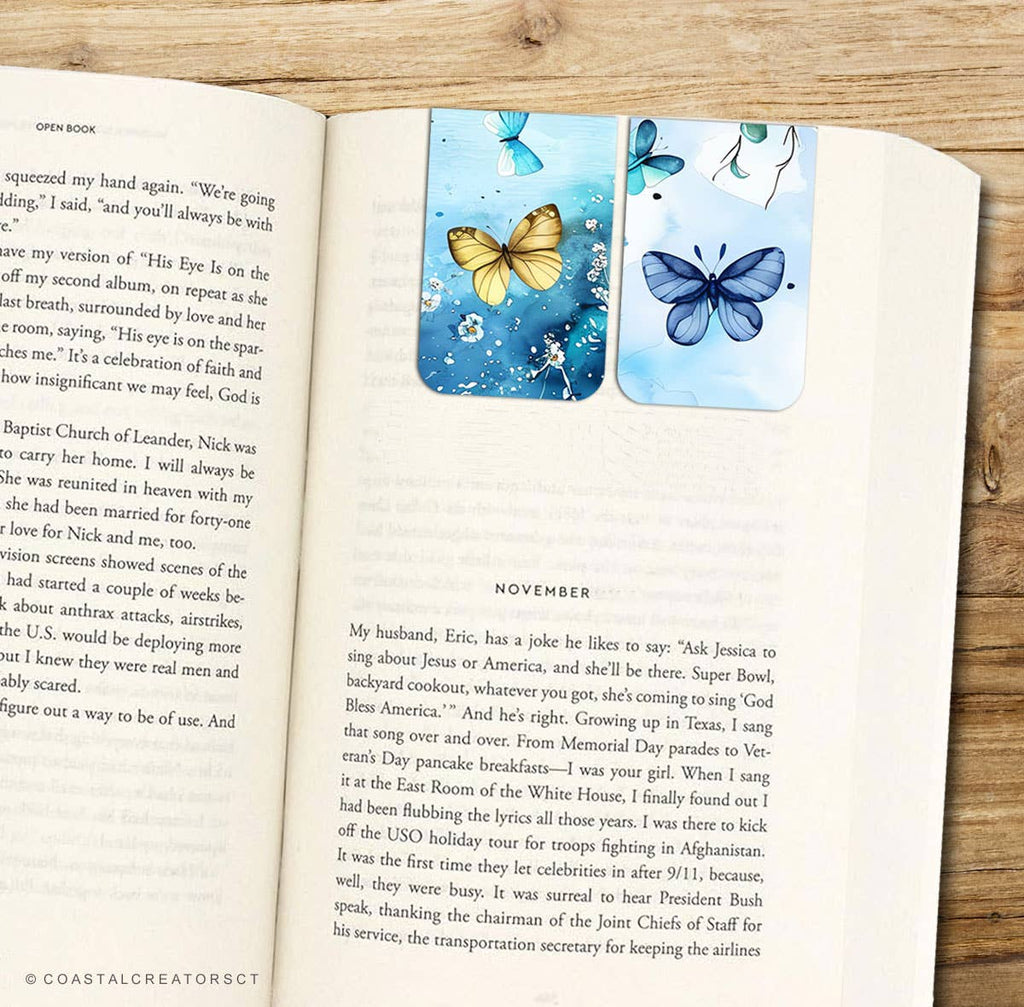 2-Pack Colorful Butterflies Magnetic Bookmarks (Packaged)