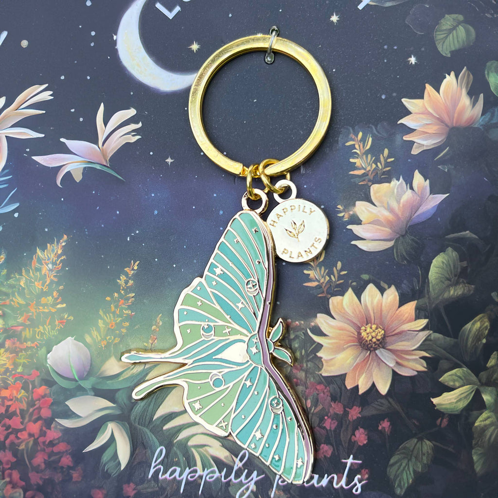 Luna Moth Keychain Charm Glow in the Dark! Stocking Stuffer