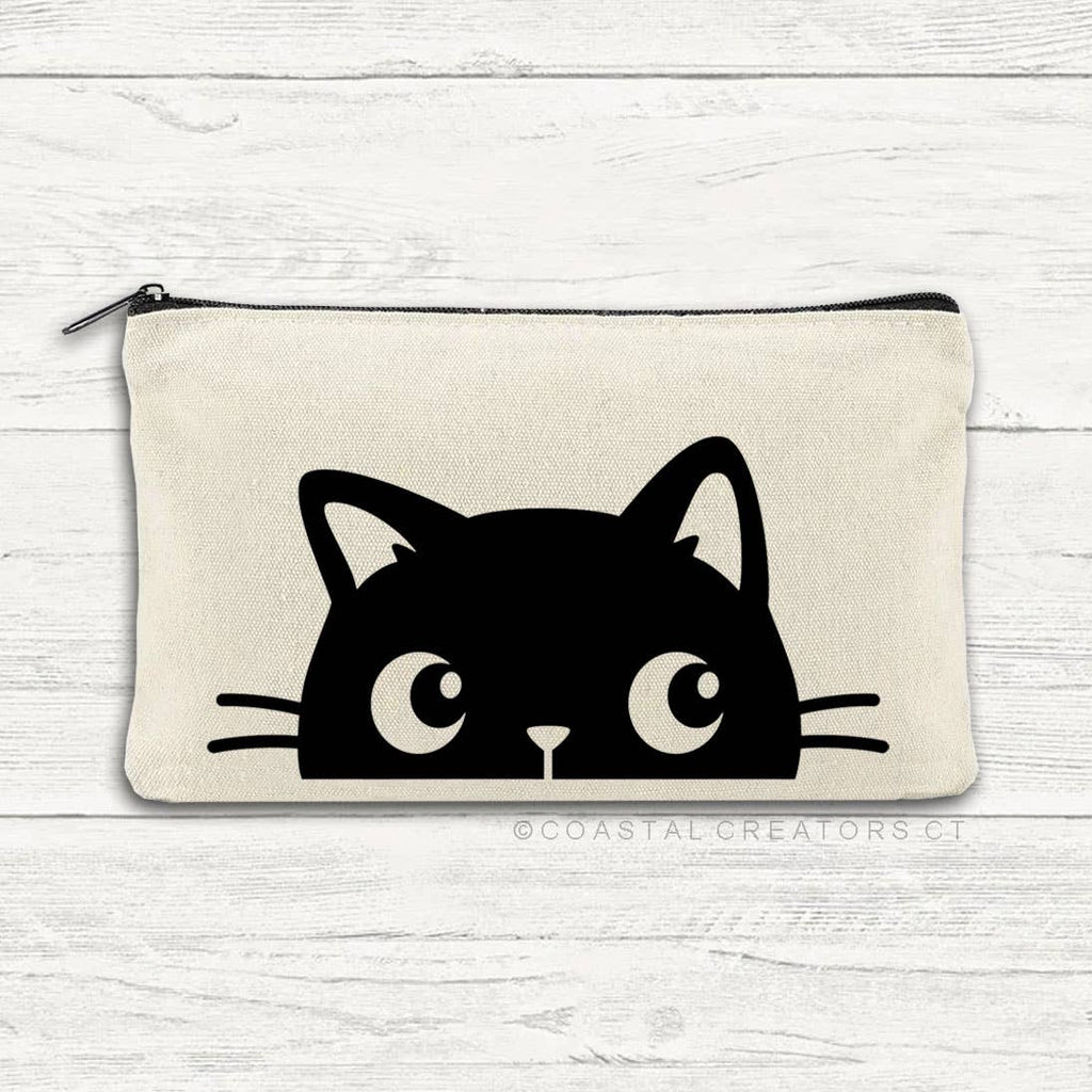Peeking Cat Multi-Use Canvas Zipper Bag