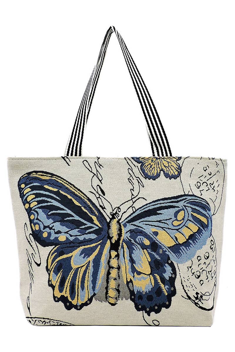Butterfly Wonderland Tapestry Canvas Tote PURPLE