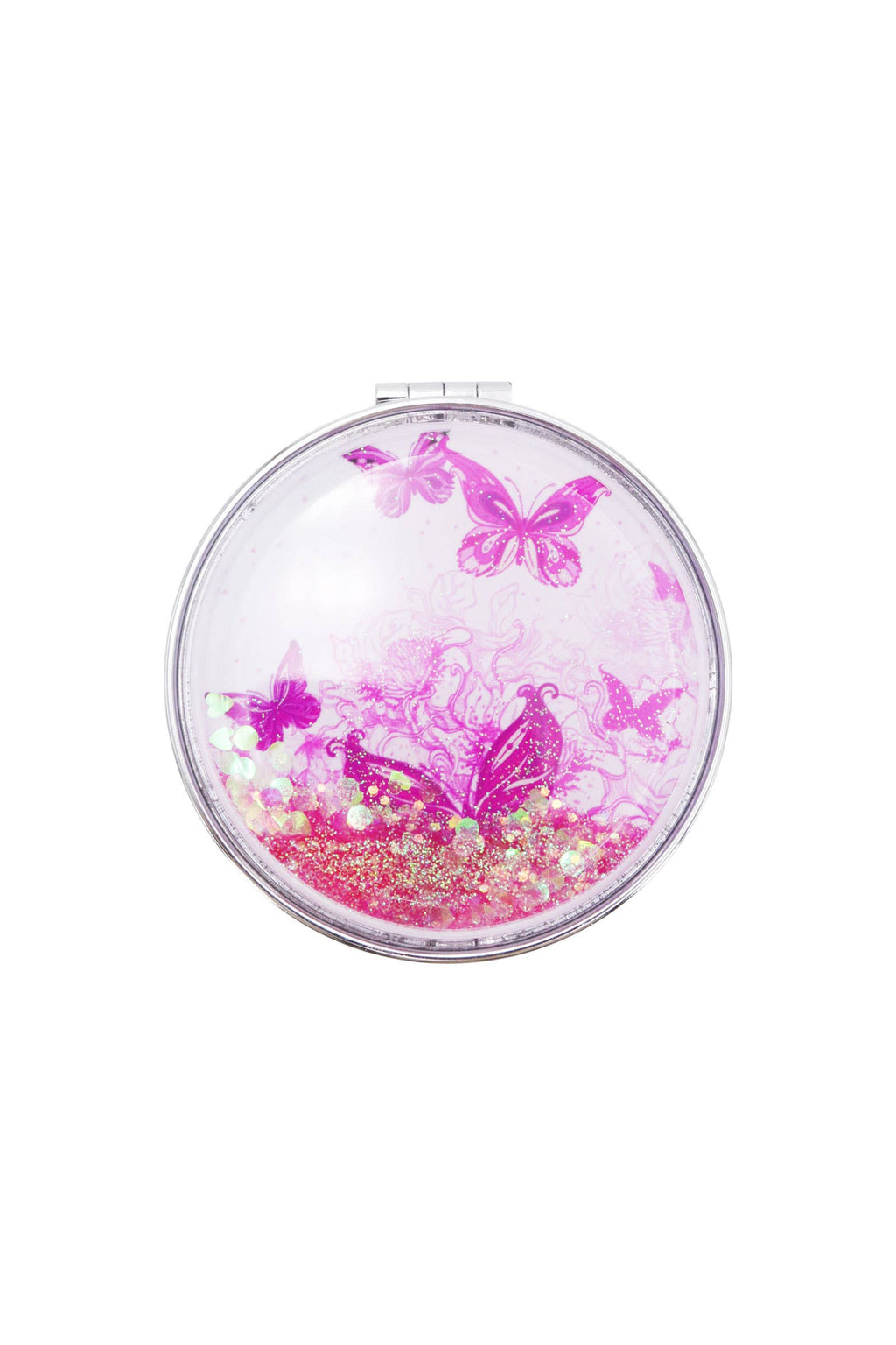 Butterfly Liquid Glitter Circular Compact Mirror
