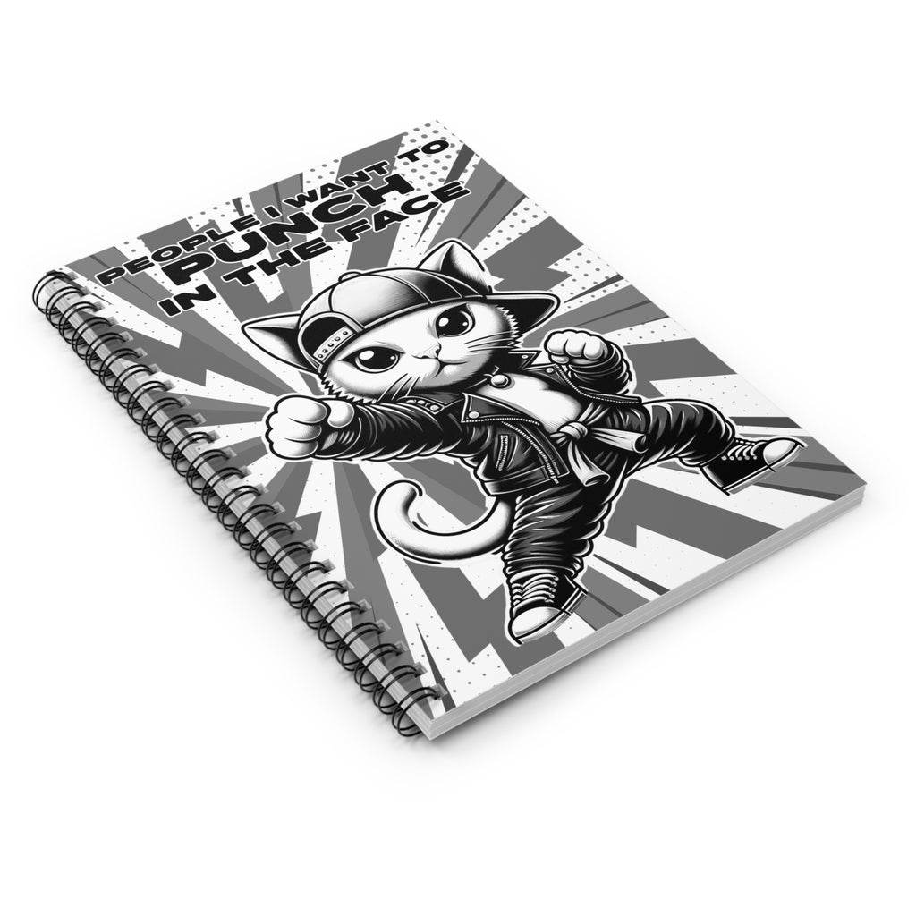 People I Want To Punch - Black & White - Spiral Notebook