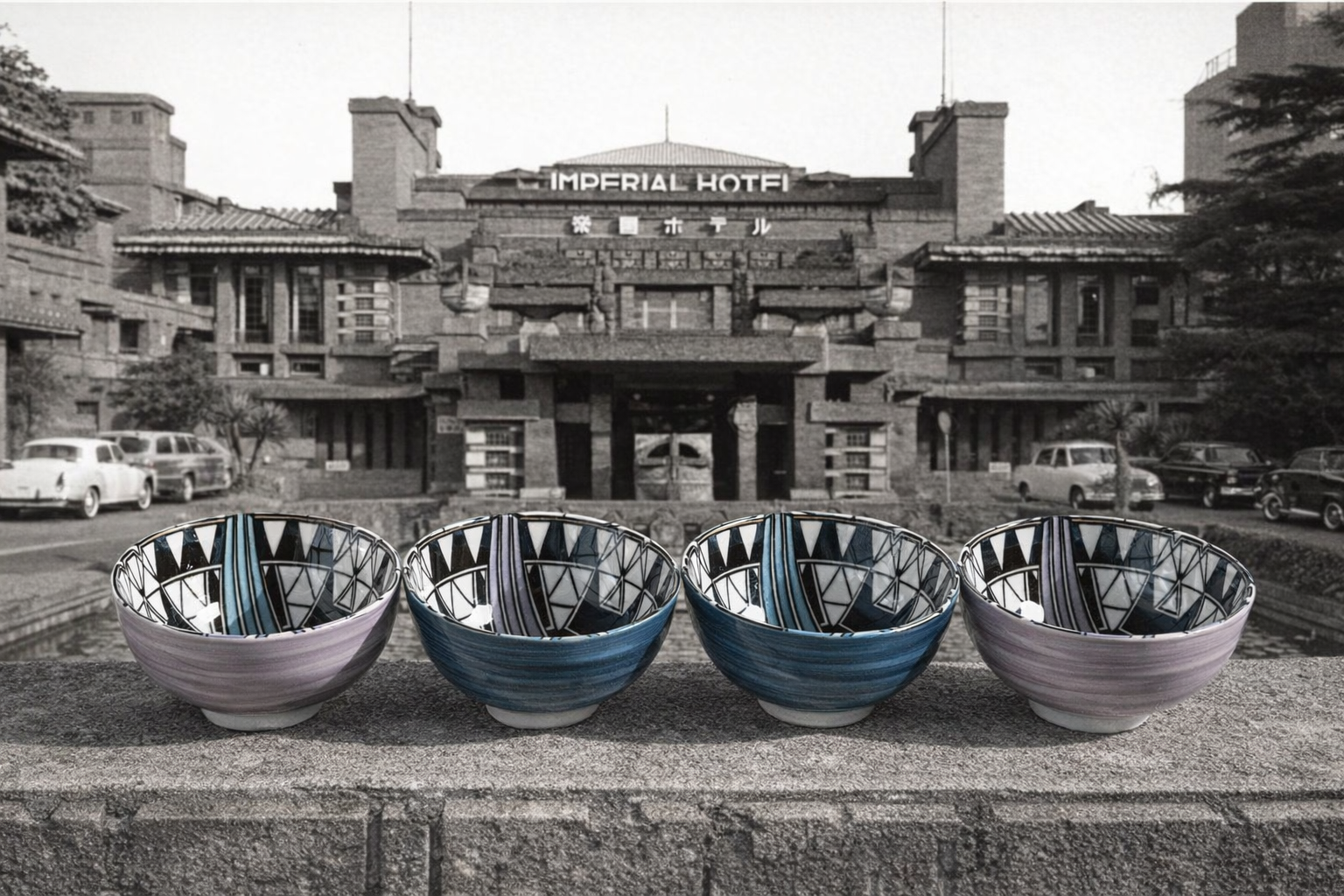 Frank Lloyd Wright Imperial Hotel "Peacock" Small Bowl Set