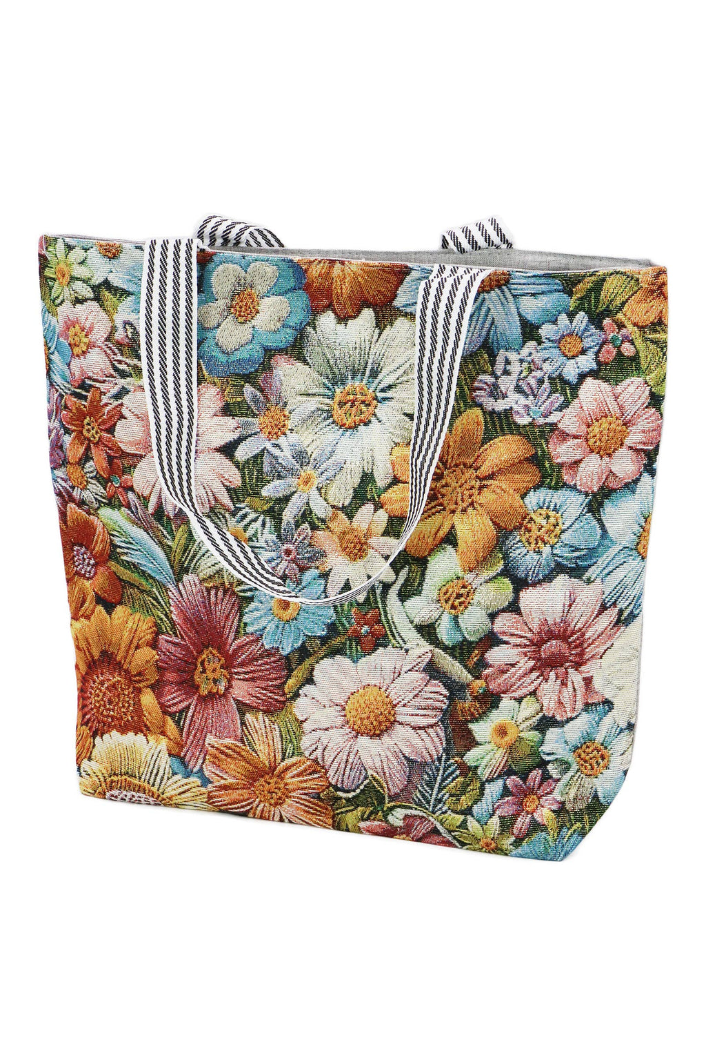 Daisy Wildflower Shimmery Tapestry Canvas Tote Bag