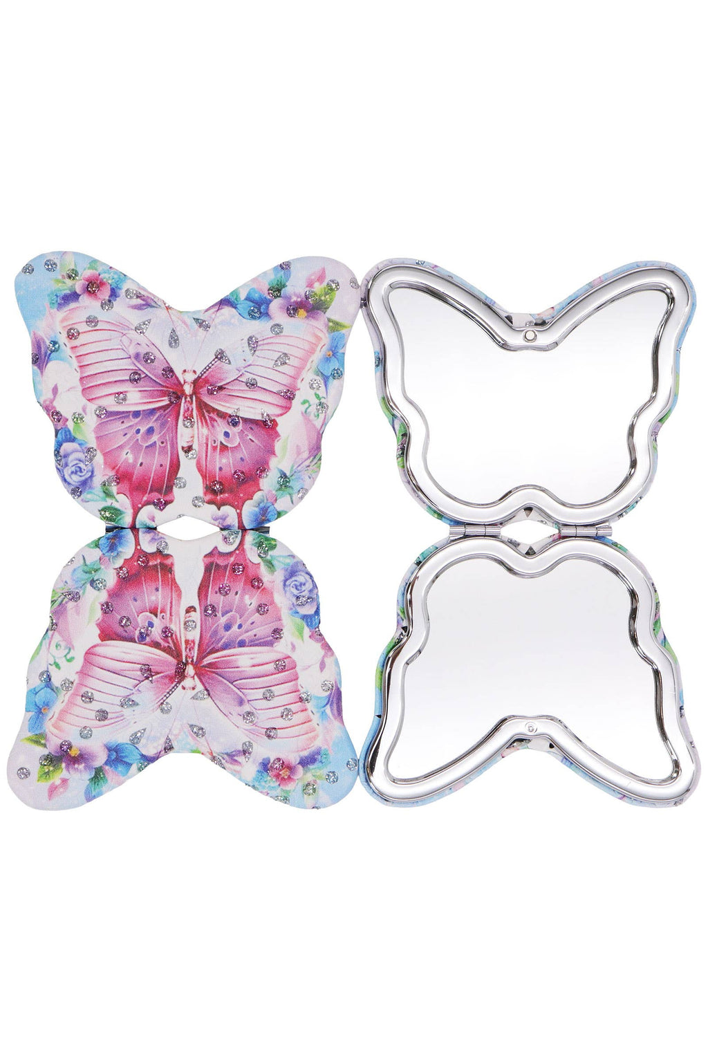 Butterfly Floral Cosmetic Compact Mirror