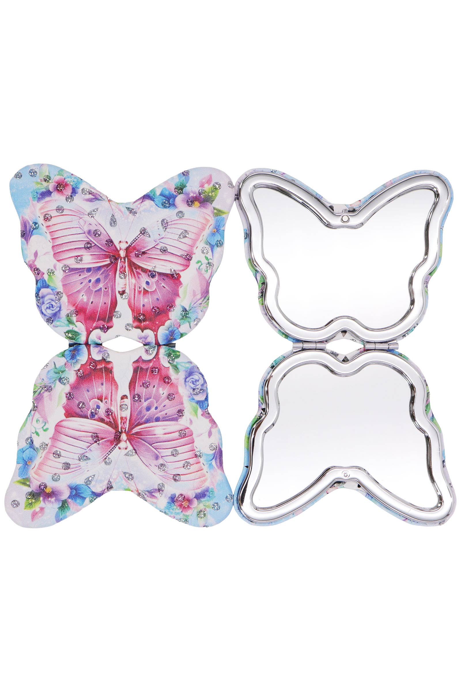 Butterfly Floral Cosmetic Compact Mirror