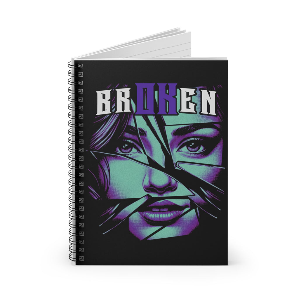 Broken V1 - Purple & Wht - Spiral Notebook - Ruled Line