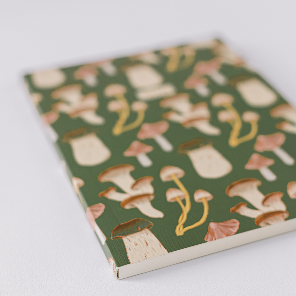 Green Mushroom Pattern Softcover Notebook