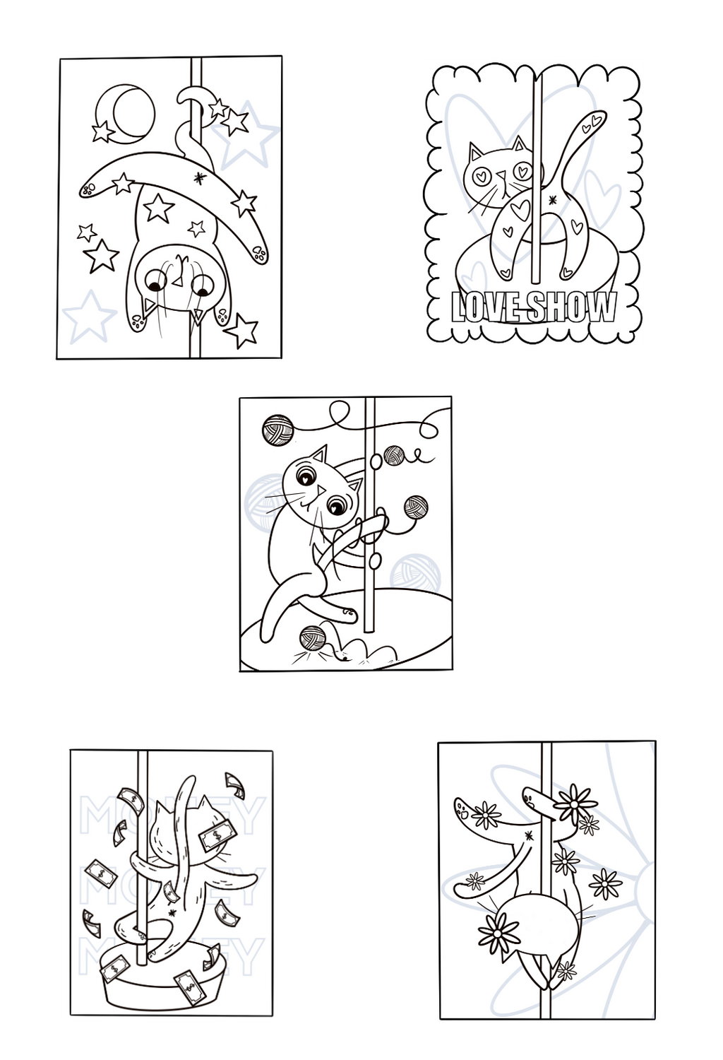 Funny Stripper Cat Coloring Sheets With Stackable Crayon