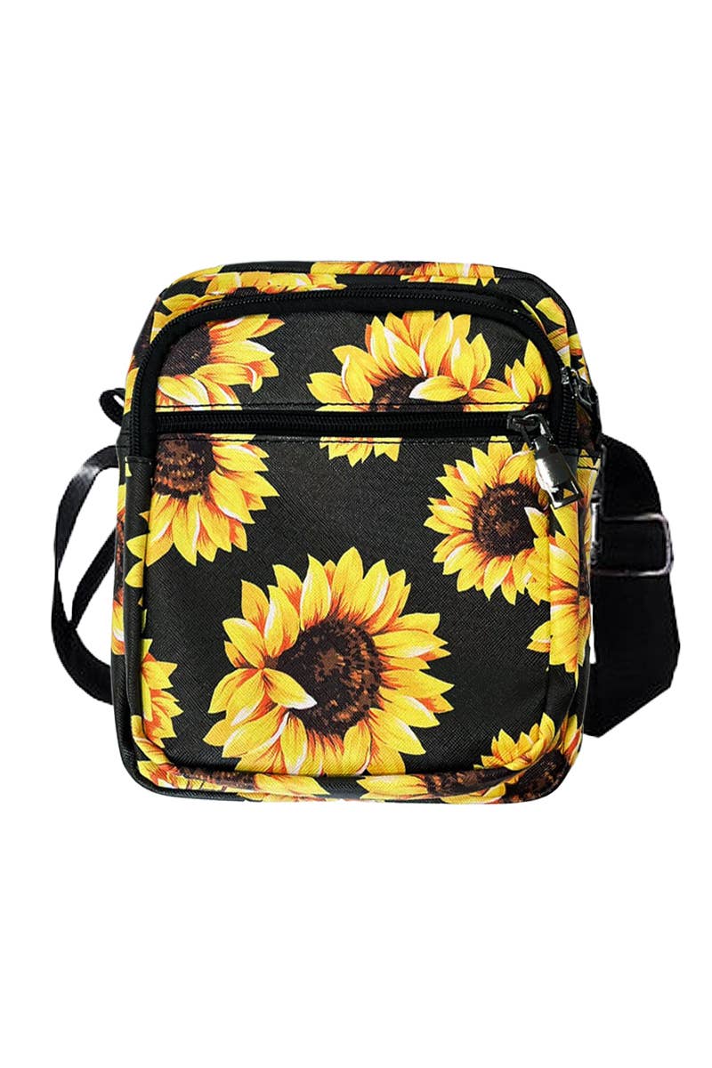 Sunflower Floral PU Leather Crossbody Bag