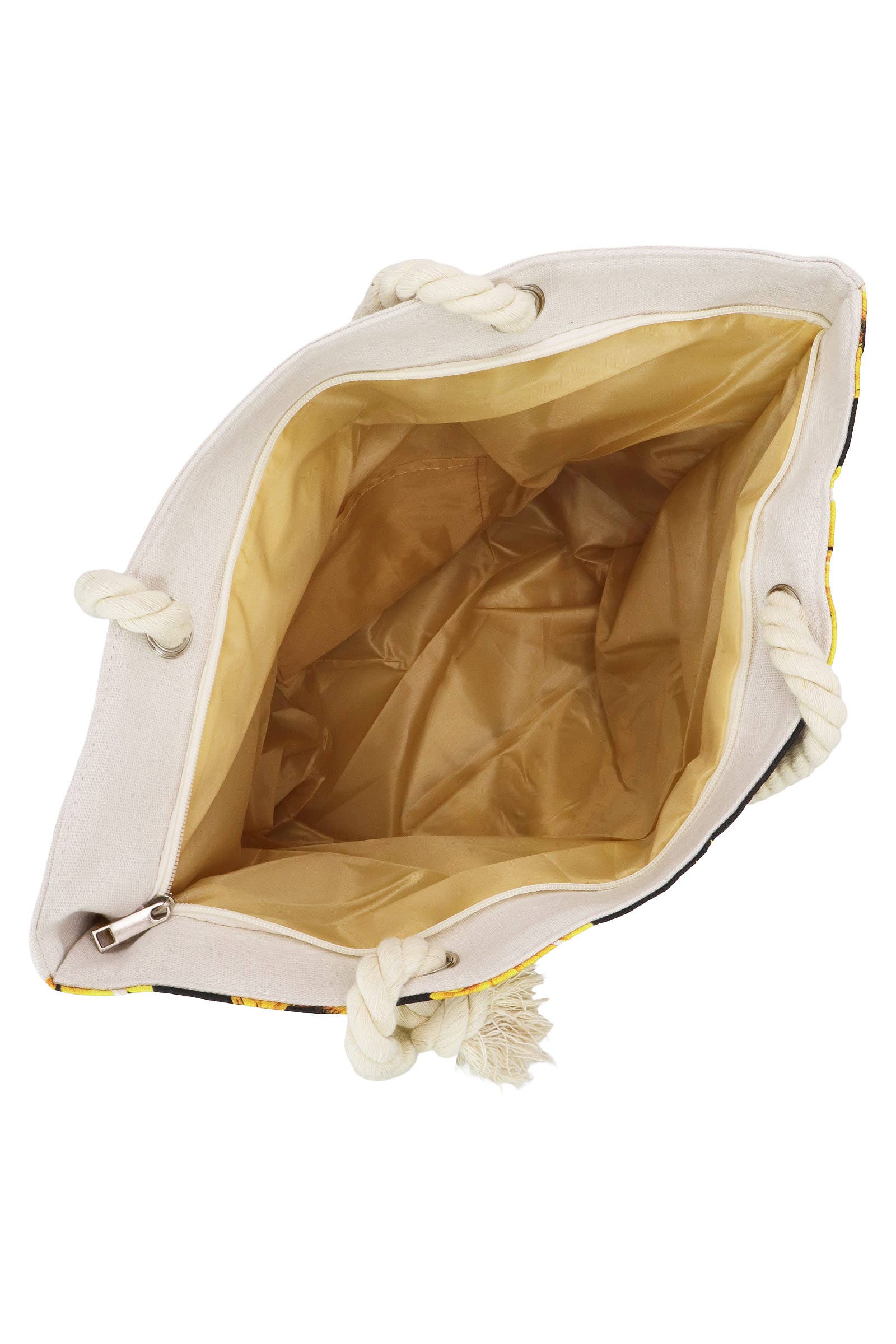 Sunflower Zippered Rope Handle Canvas Tote Bag