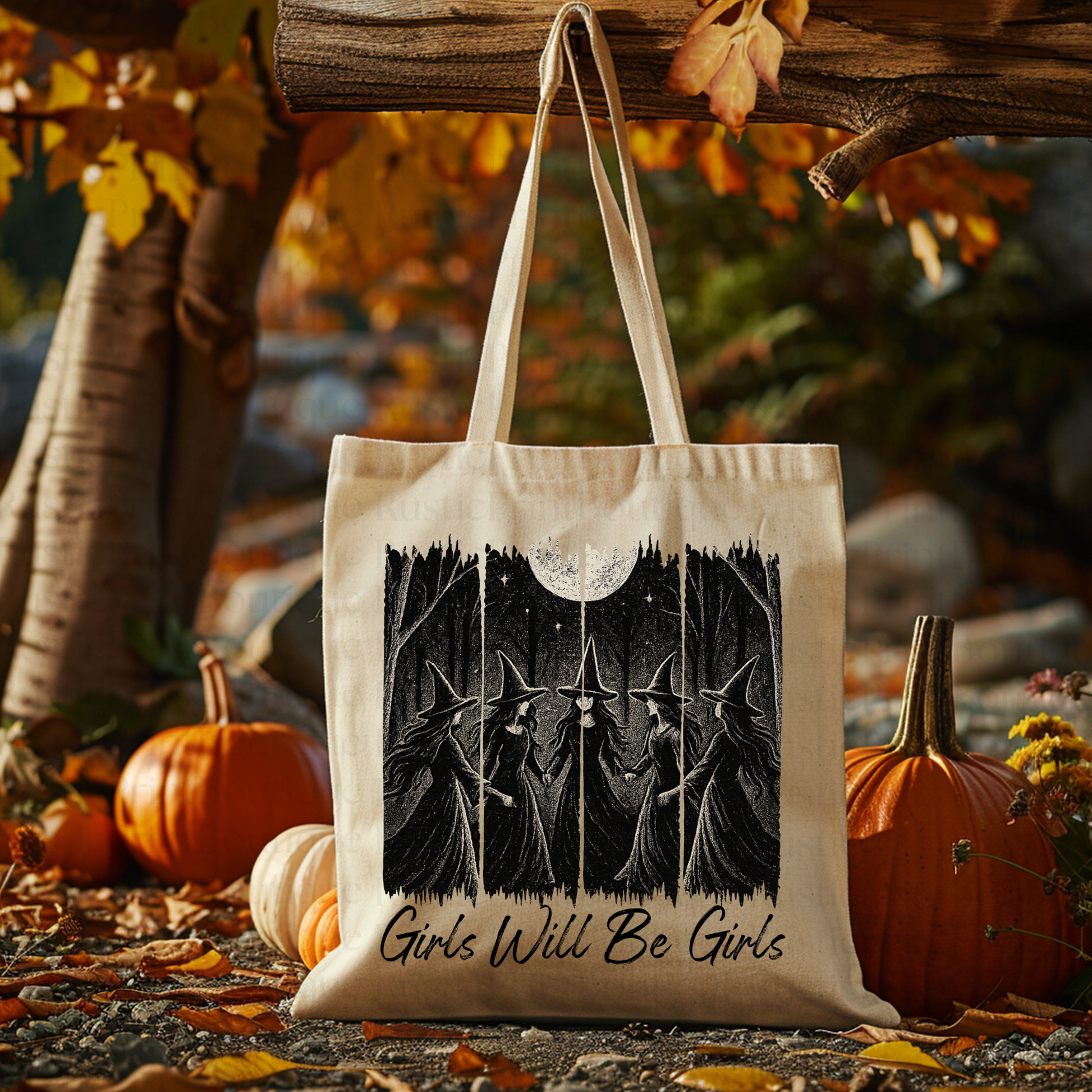 Halloween Tote Bag Vintage Girls Will Be Girls Tote Bag