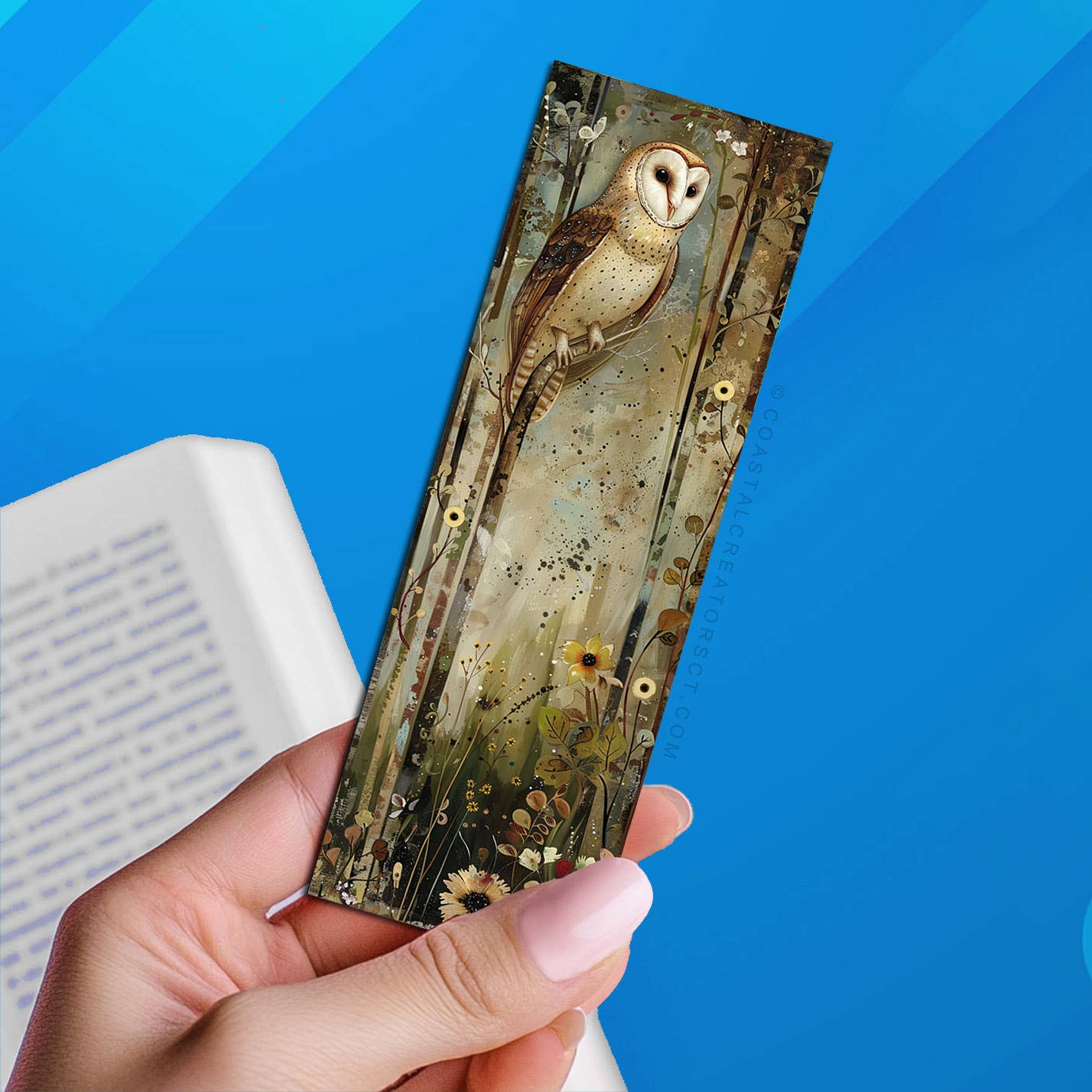 Woodland Forest Owl 2"x6" Glossy Laminated Bookmark